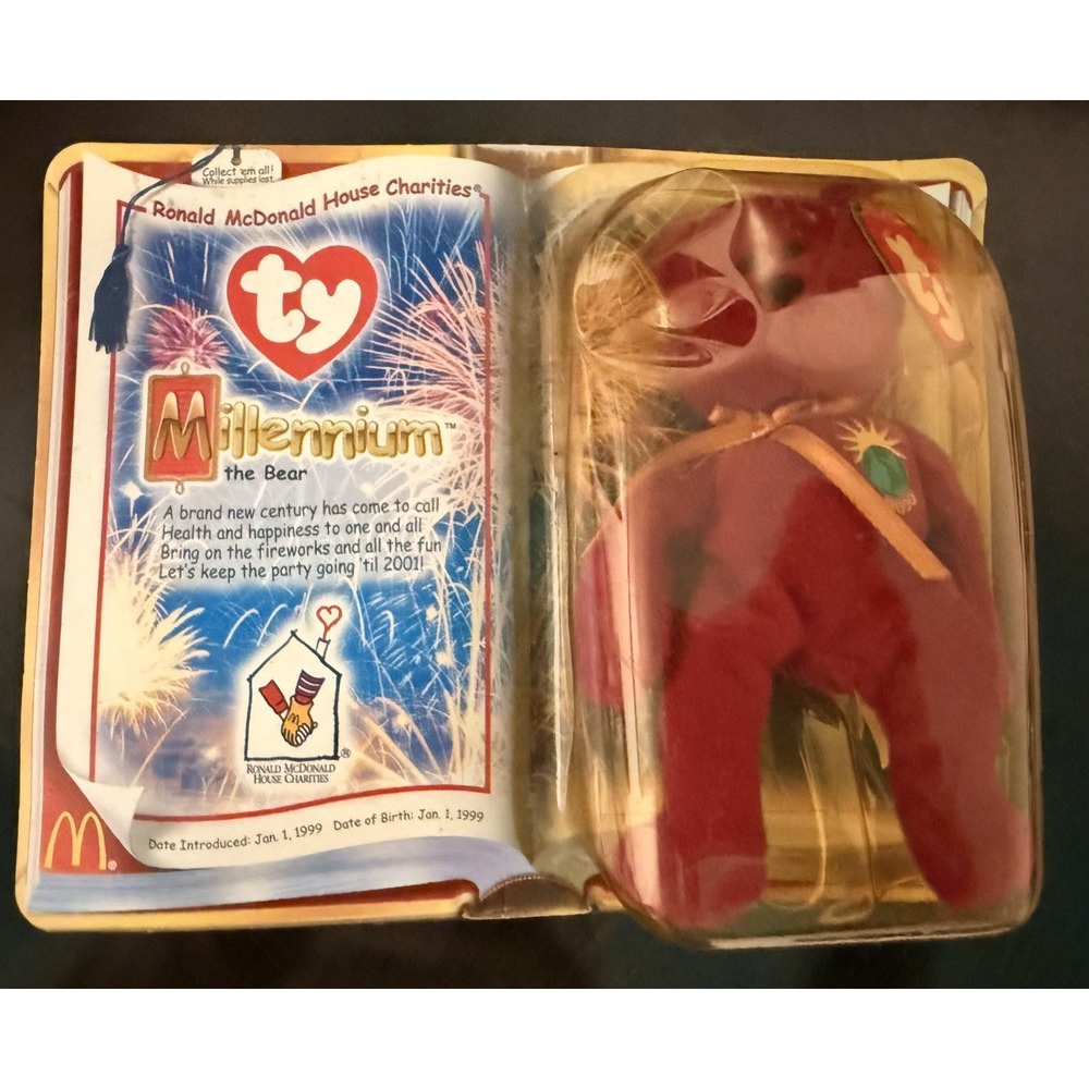 McDonald's Ty Teenie Beanie Babies 2000 MILLENNIUM Bear Vintage Stuffed Plush